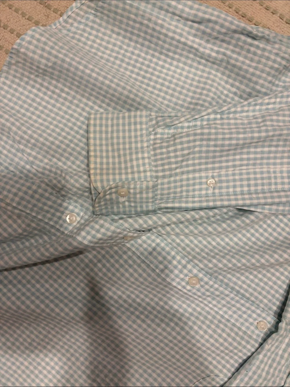 J. Crew Light Blue Gingham Seersucker Button-Down Shirt